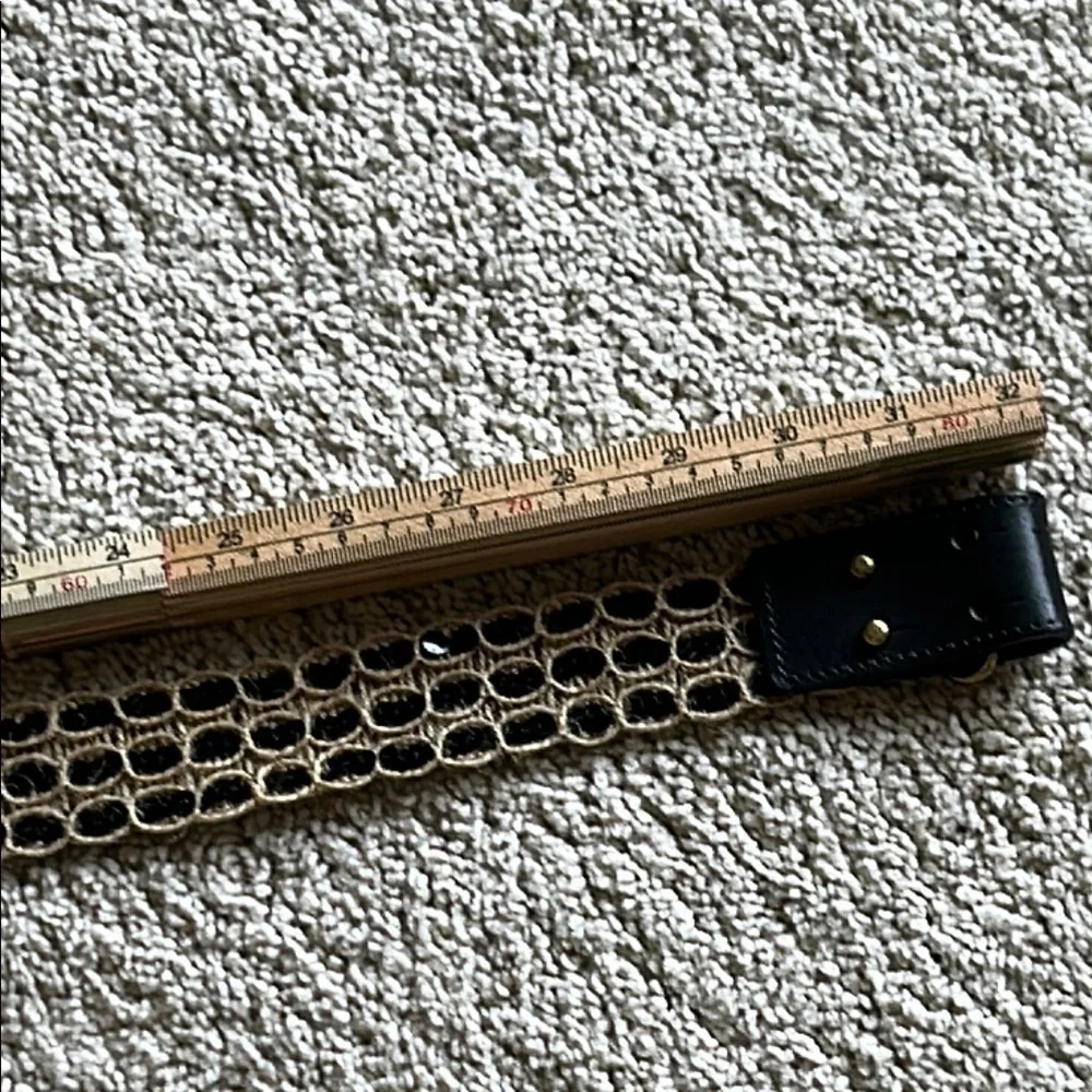 J Crew Jute & Leather Belt Sequin Accents Brass Hardware - Size MEDIUM - Picture 10 of 12